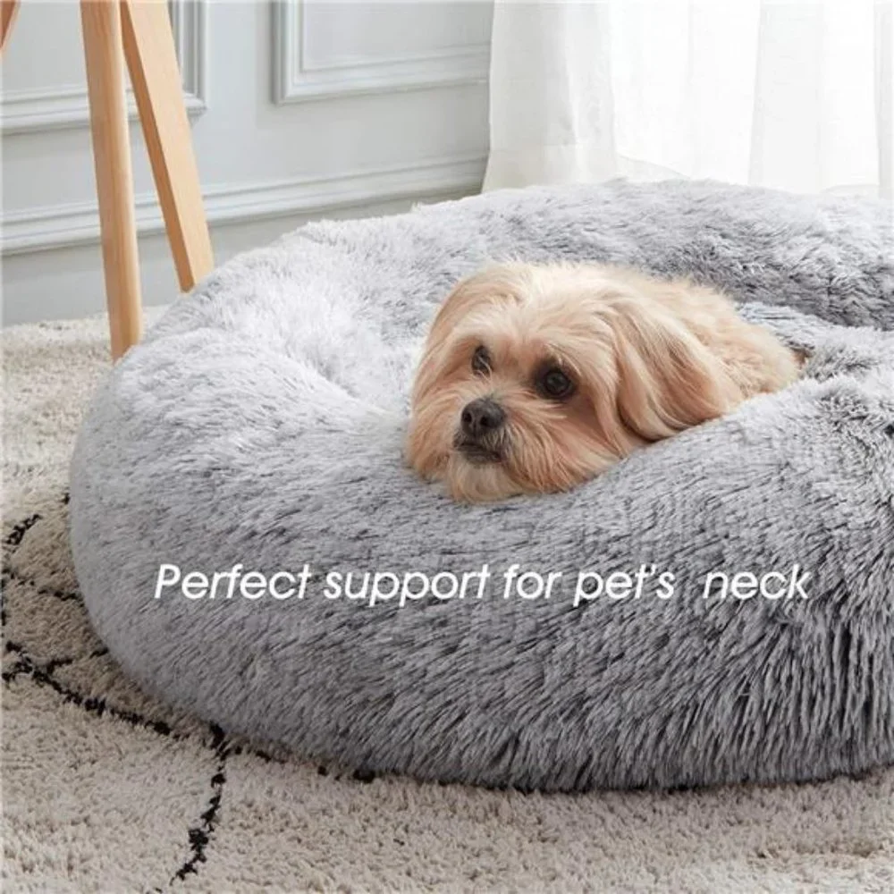 Calming Dog Bed & Cat Bed, Anti-Anxiety Donut Dog Cuddler Bed, Warming Cozy